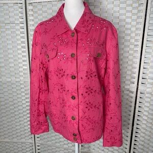 Chicos  Embroidered Cutout Wearable Art Cardigan